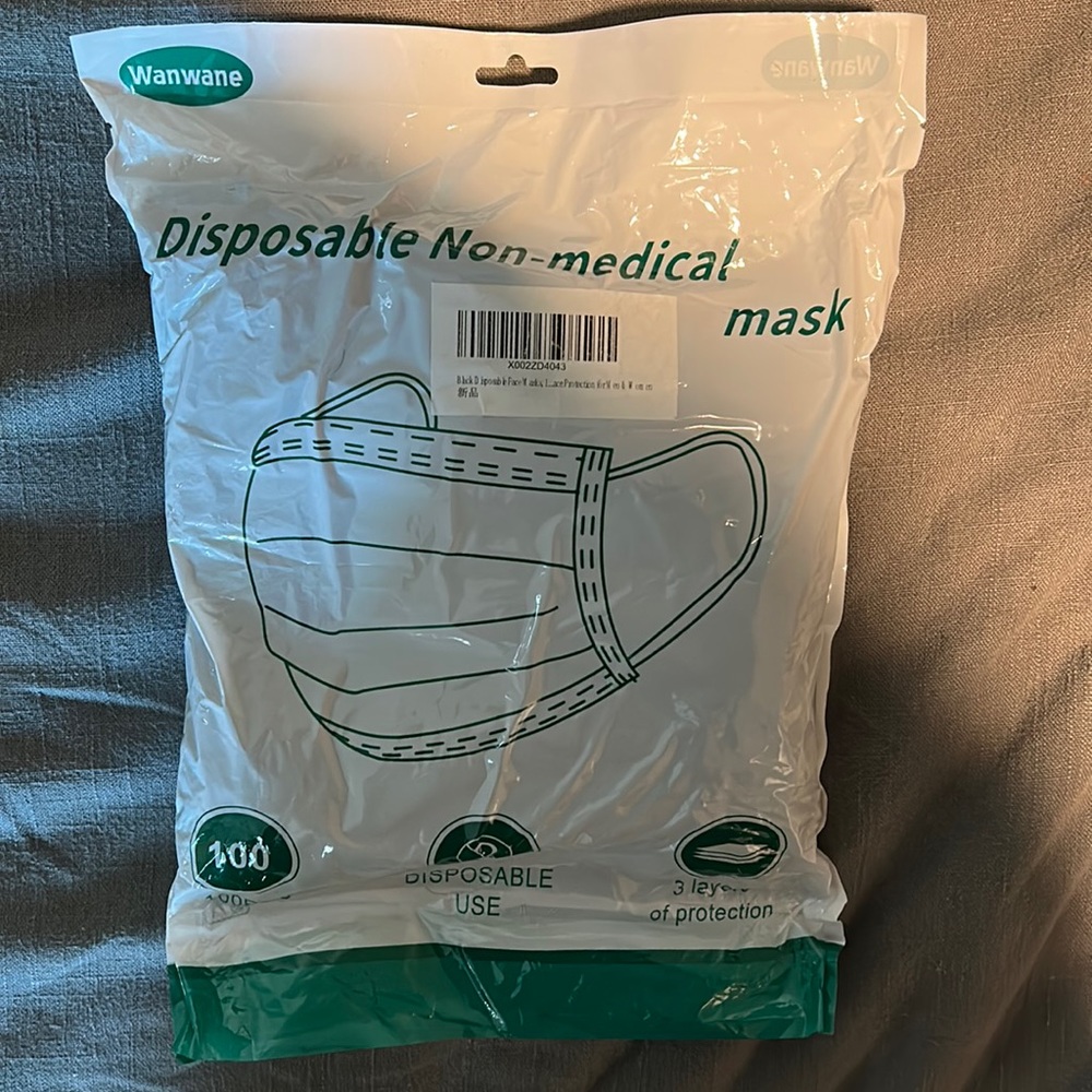 100 piece disposable masks.
